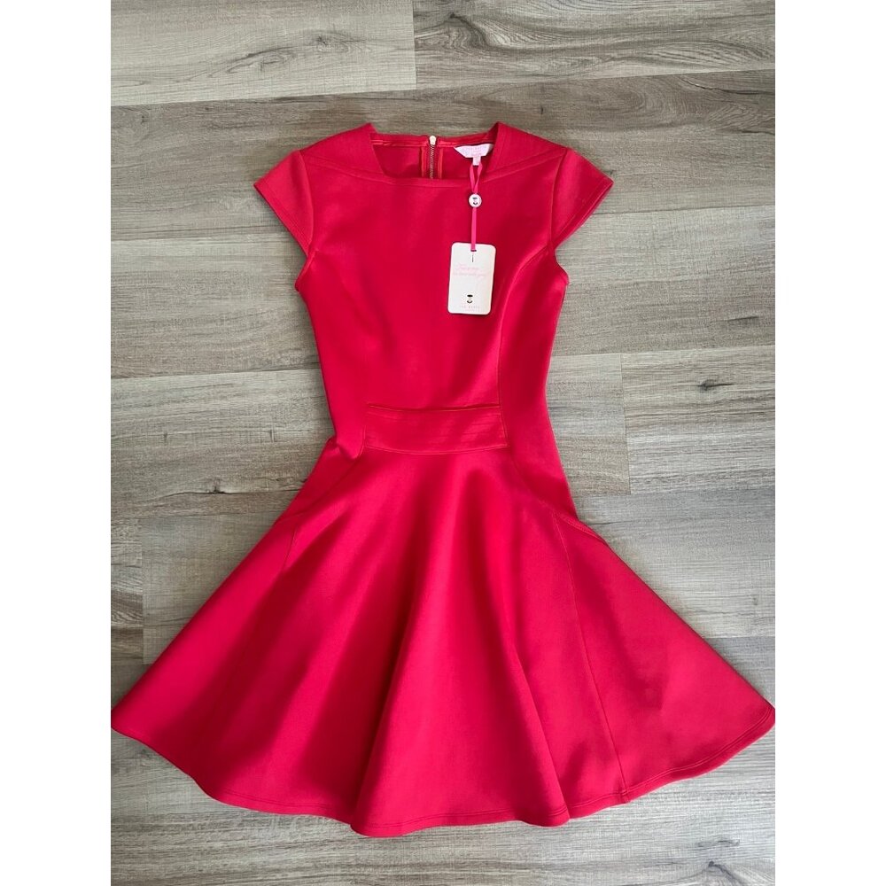 New w Tag!! Ted Baker Red Skater Dress - Size 0
